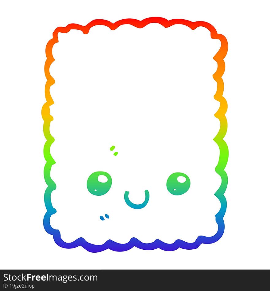 rainbow gradient line drawing cartoon biscuit