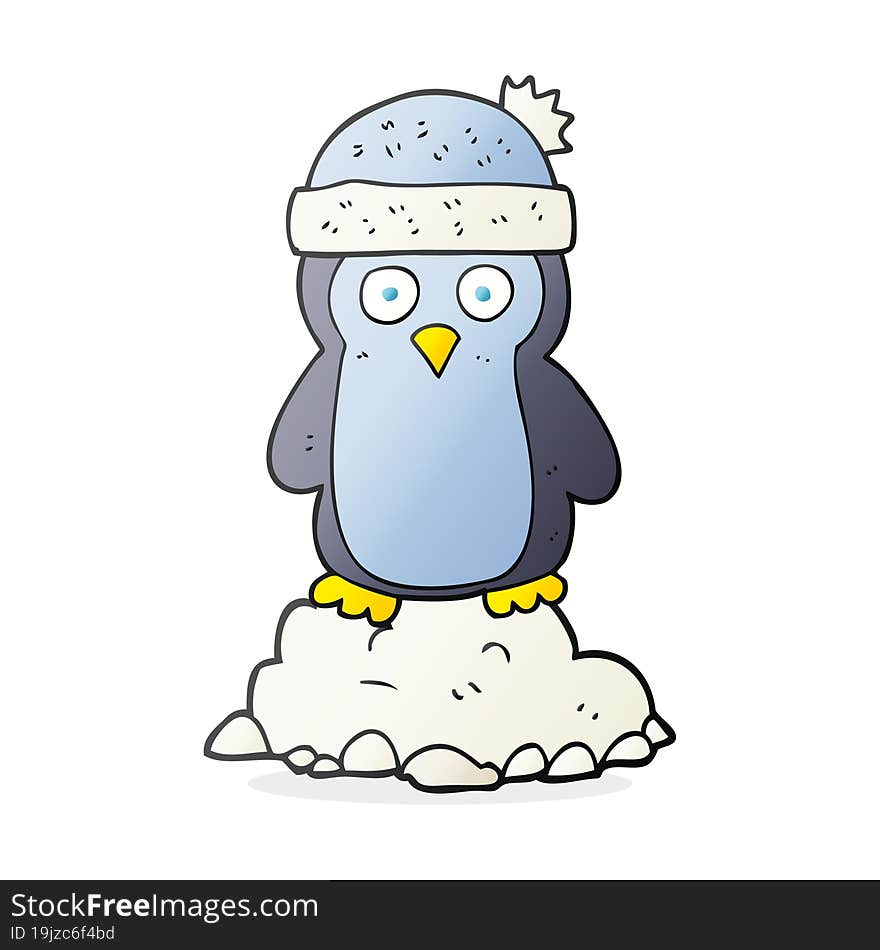 Cartoon Penguin Wearing Hat