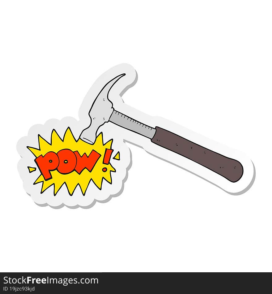 Sticker Of A Cartoon Hammer