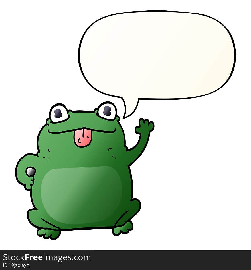 Cartoon Frog And Speech Bubble In Smooth Gradient Style