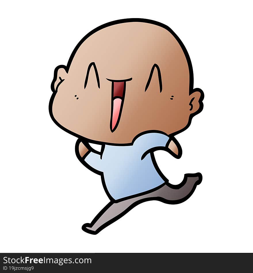 happy cartoon bald man. happy cartoon bald man