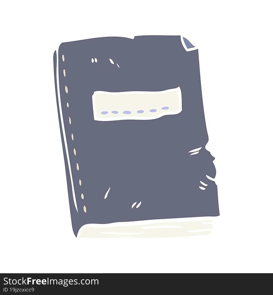 flat color style cartoon battered old notebook