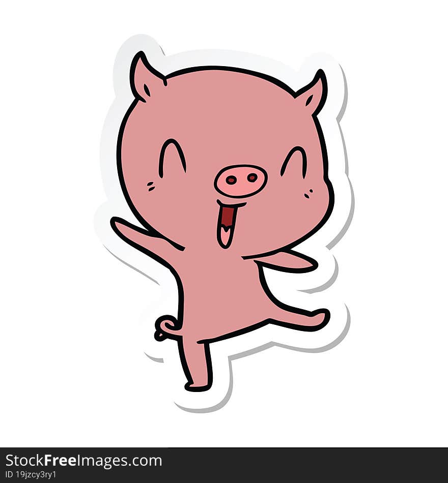 sticker of a cartoon pig dancing