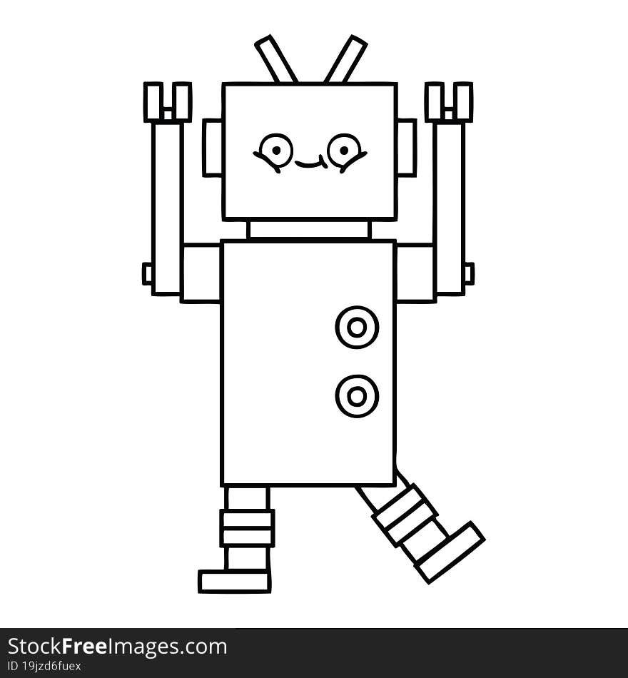 Line Drawing Cartoon Robot