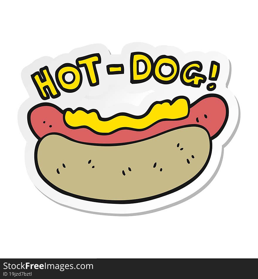 Sticker Of A Cartoon Hotdog