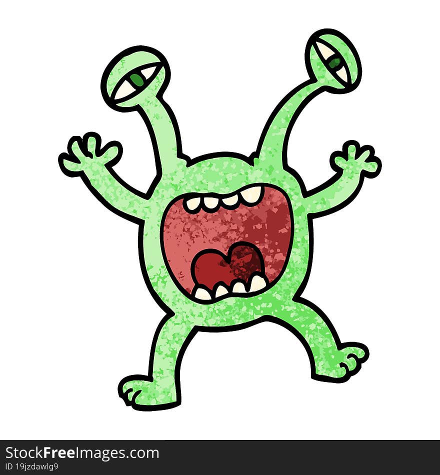 grunge textured illustration cartoon monster