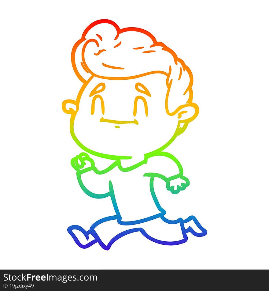 rainbow gradient line drawing happy cartoon man exercising