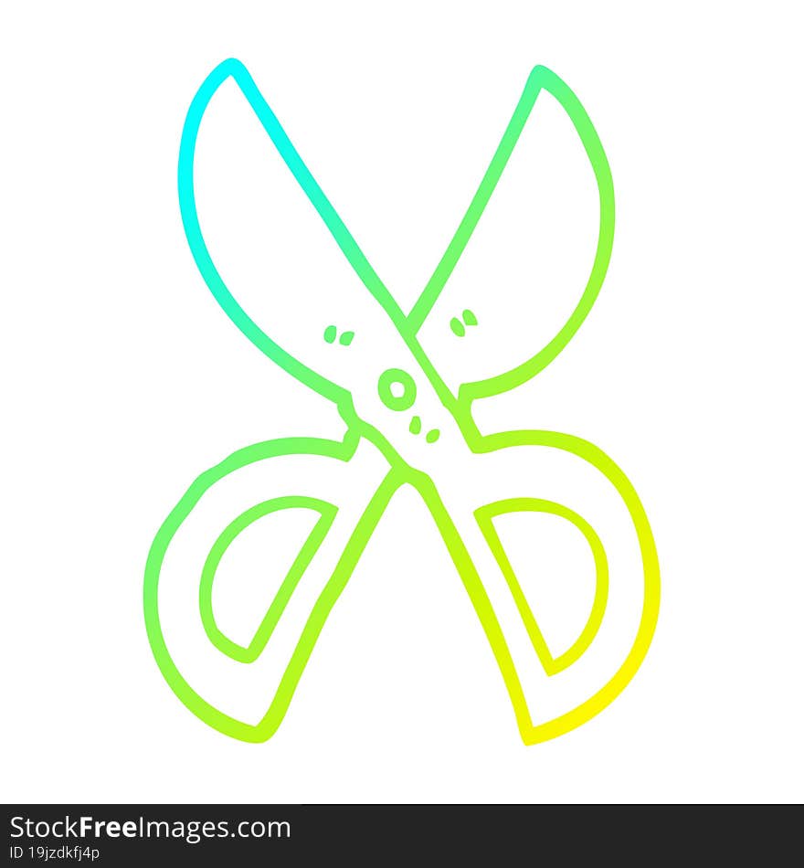 cold gradient line drawing cartoon open scissors