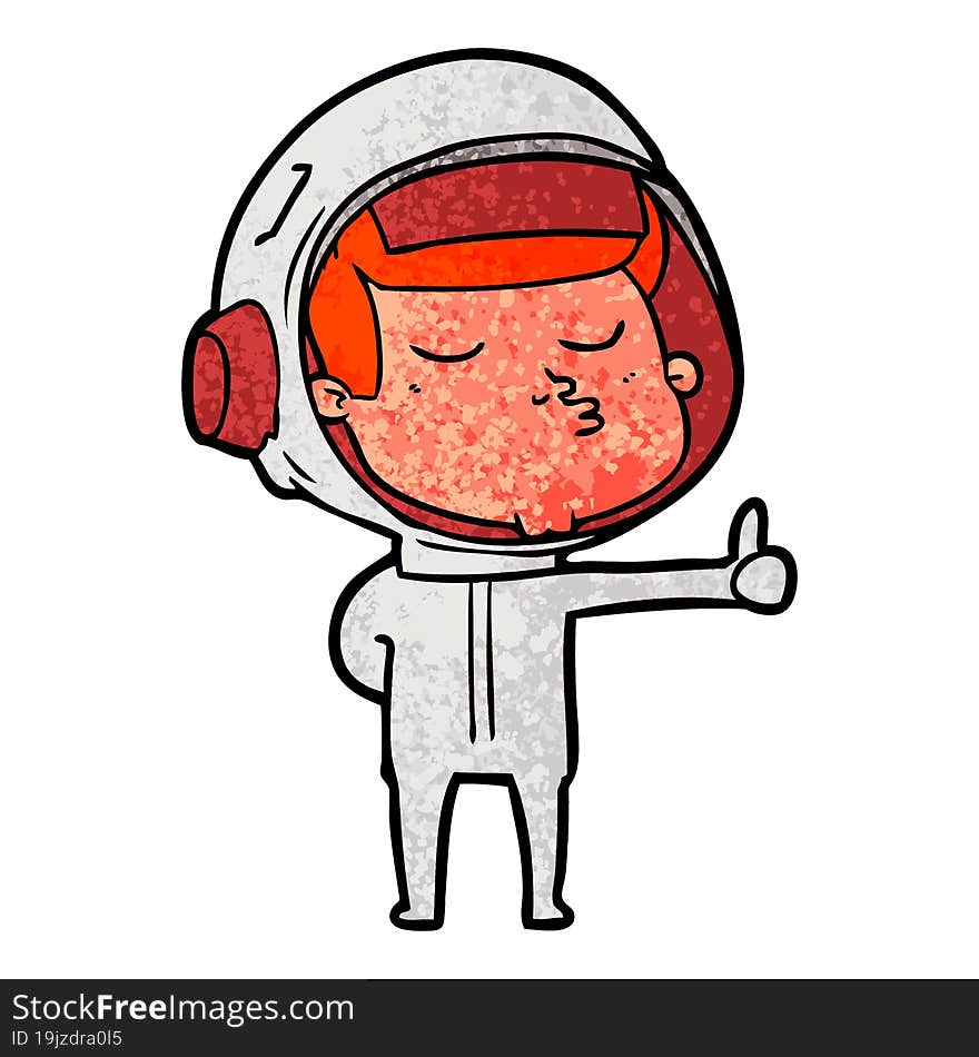 cartoon confident astronaut giving thumbs up sign. cartoon confident astronaut giving thumbs up sign