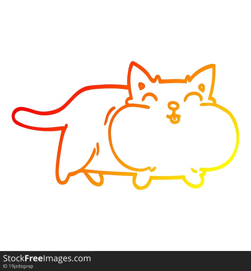 warm gradient line drawing cartoon fat cat