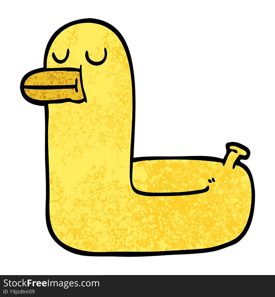 Grunge Textured Illustration Cartoon Yellow Ring Duck