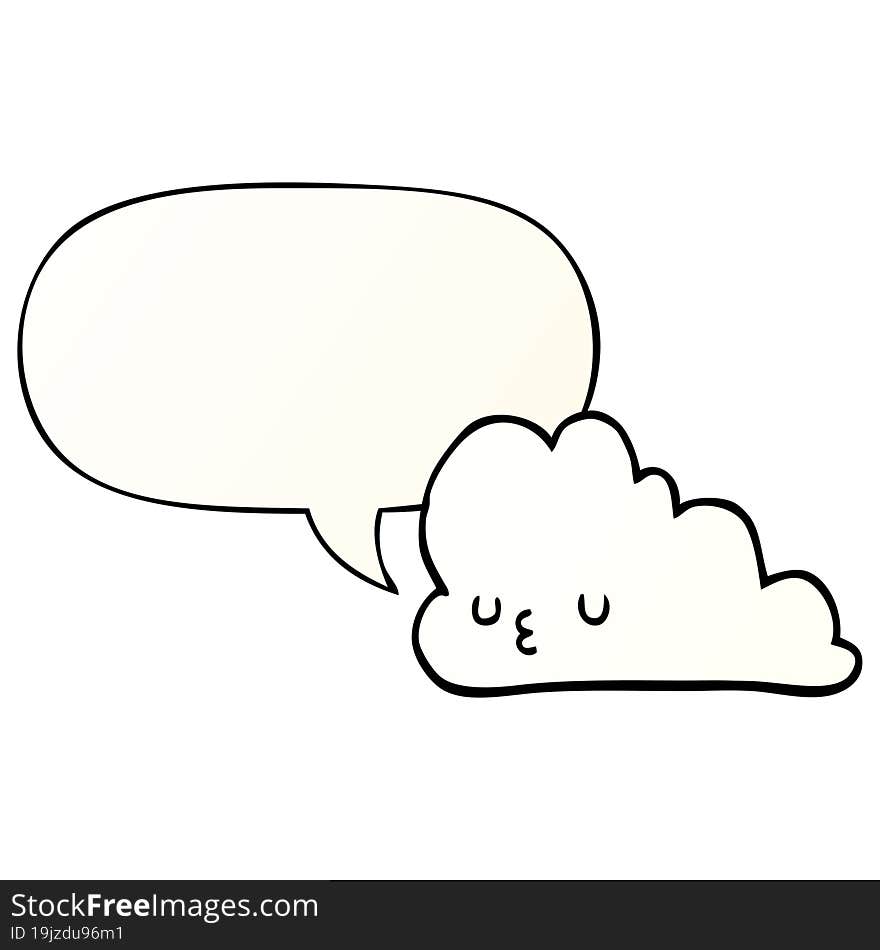 cute cartoon cloud and speech bubble in smooth gradient style