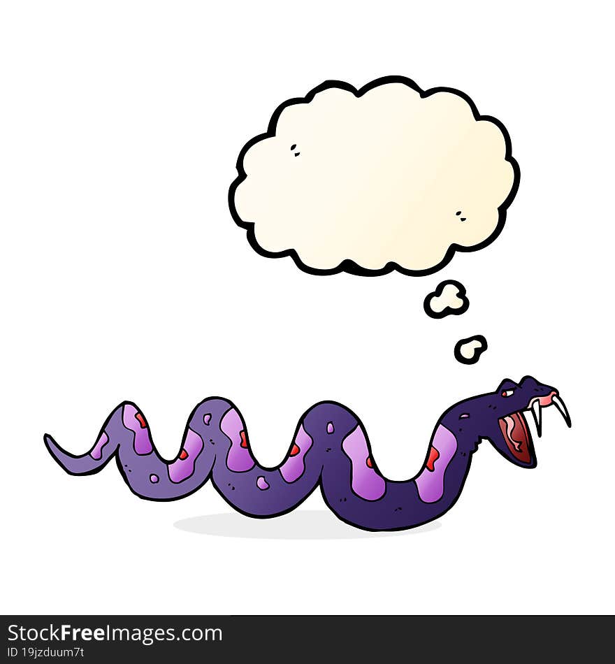 Cartoon Poisonous Snake With Thought Bubble