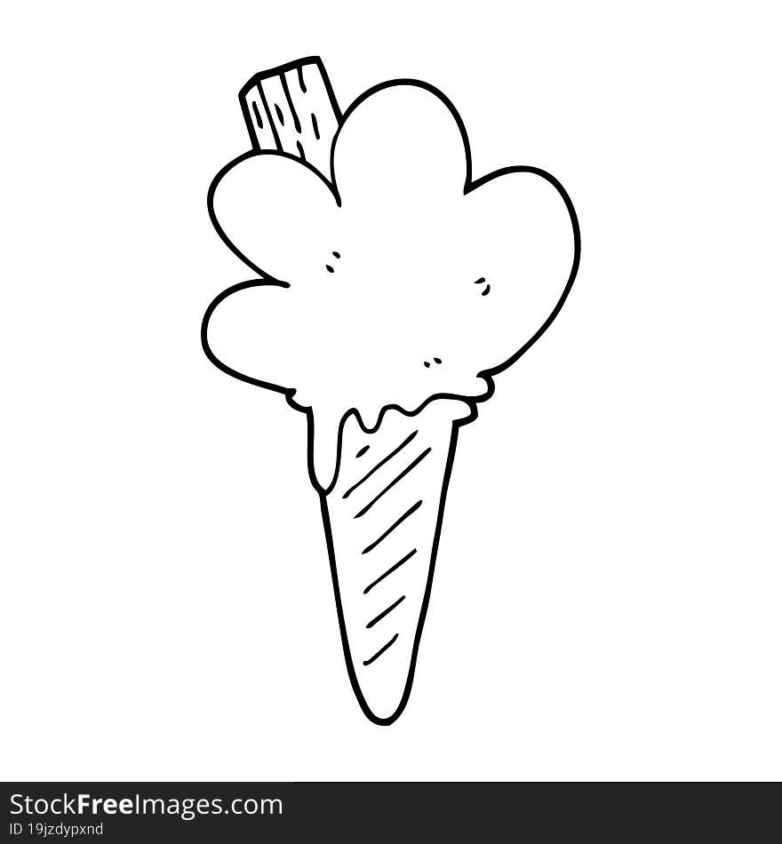 line drawing cartoon ice cream cone