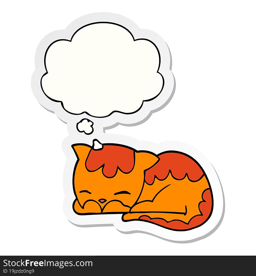 Cartoon Cat Sleeping And Thought Bubble As A Printed Sticker