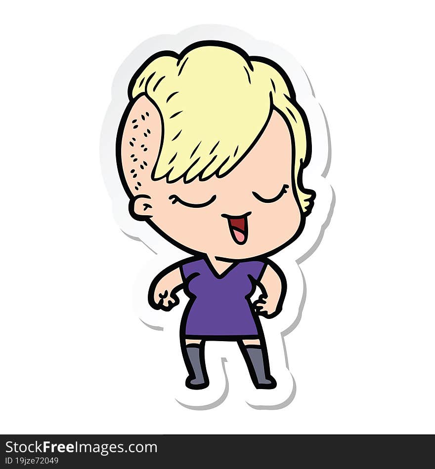 sticker of a happy cartoon girl