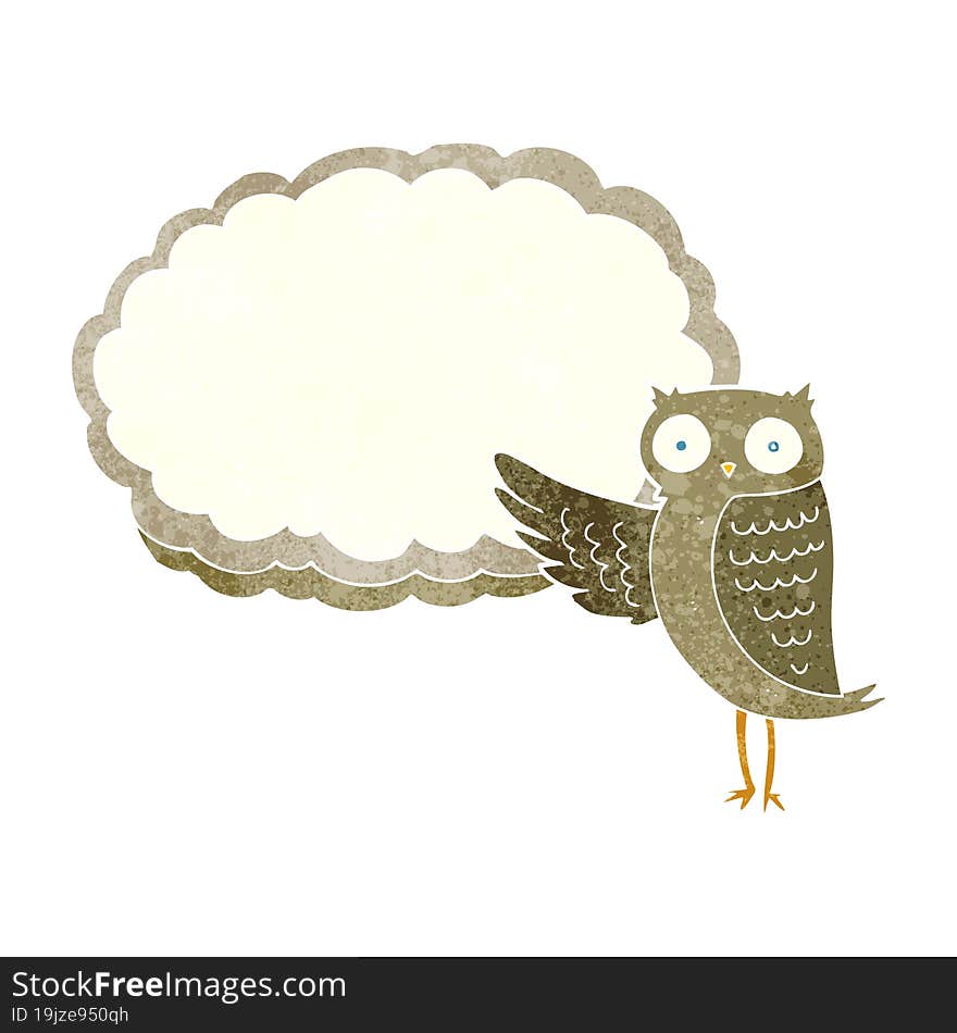 retro cartoon owl pointing