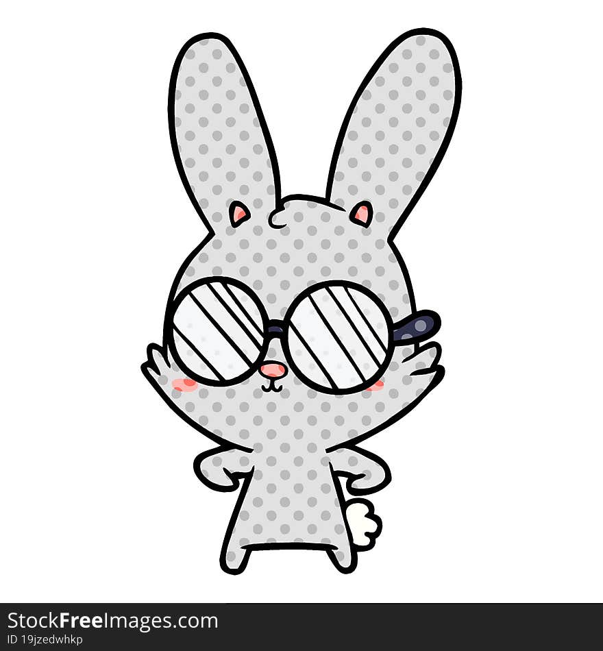 cute cartoon rabbit wearing glasses. cute cartoon rabbit wearing glasses