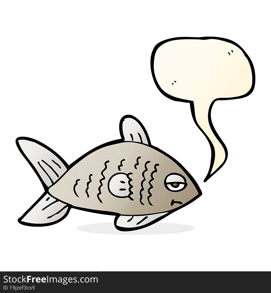 cartoon funny fish with speech bubble