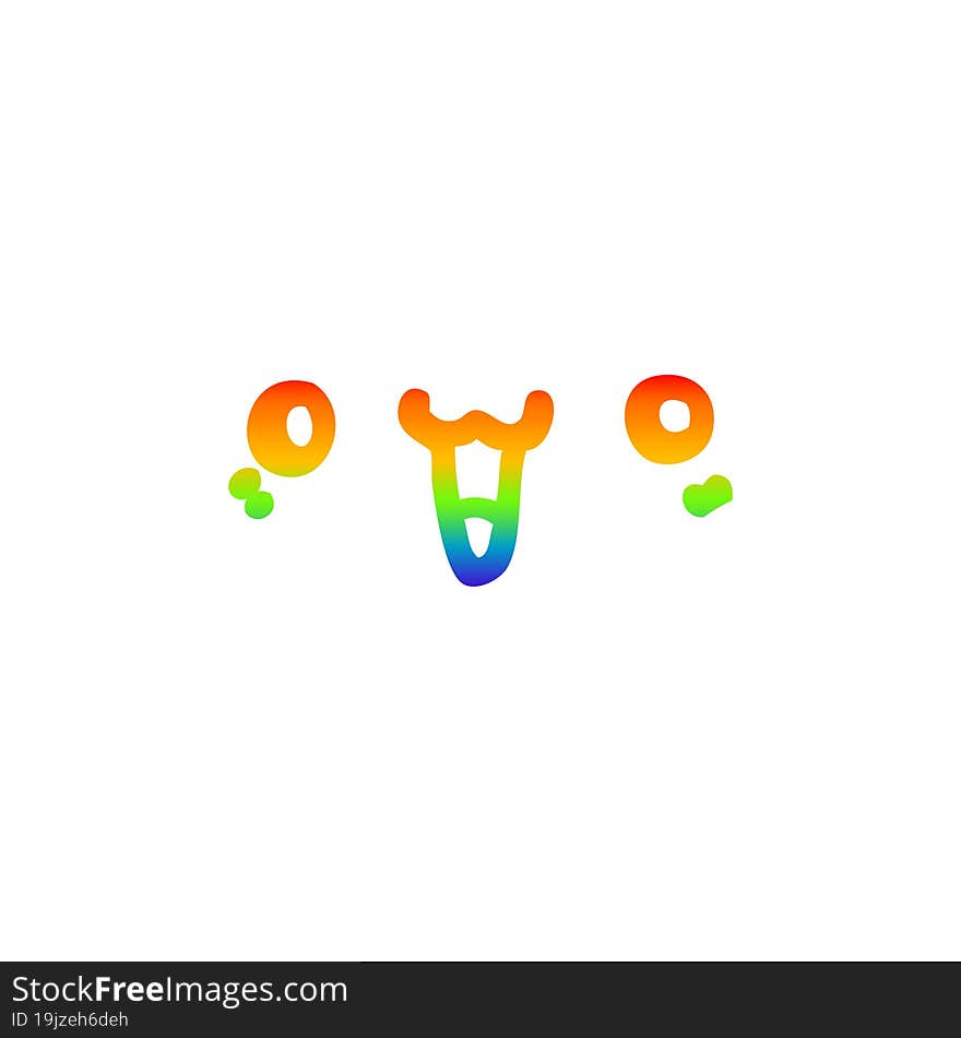 Rainbow Gradient Line Drawing Happy Cartoon Face