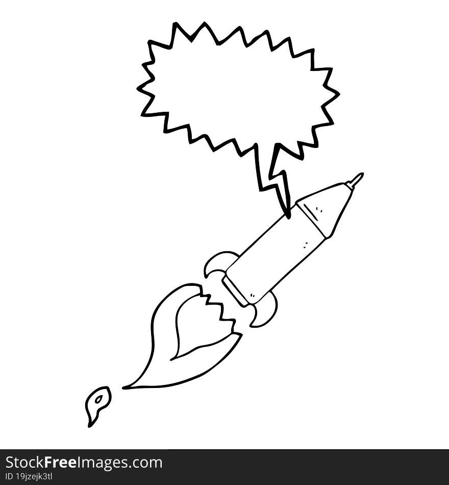 speech bubble cartoon rocket