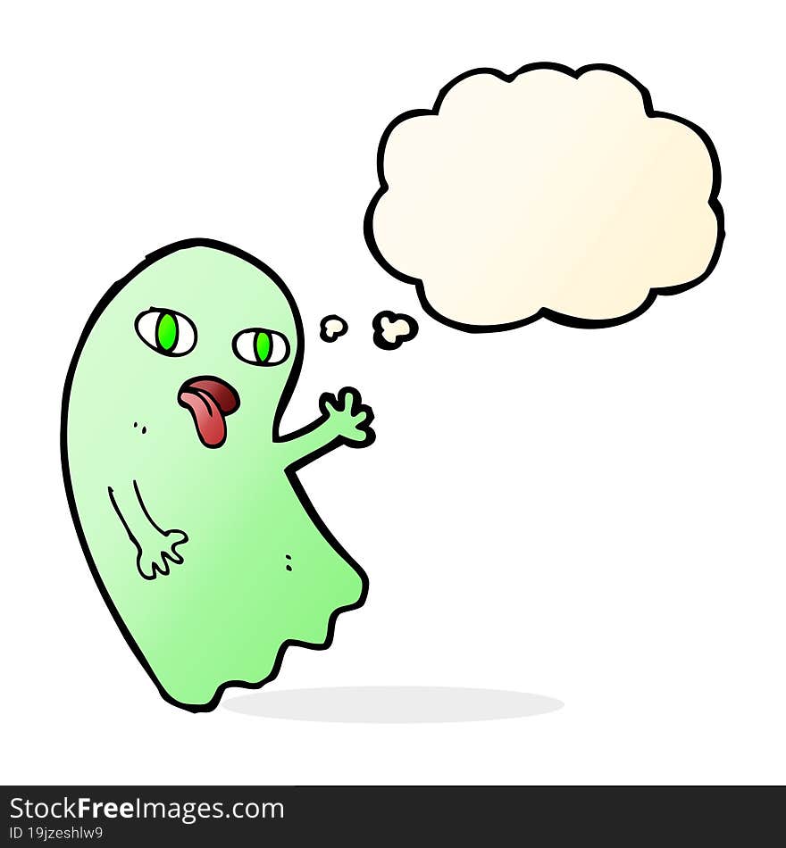 funny cartoon ghost with thought bubble