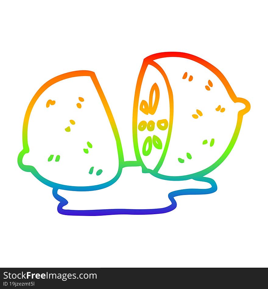 Rainbow Gradient Line Drawing Cartoon Citrus Fruit