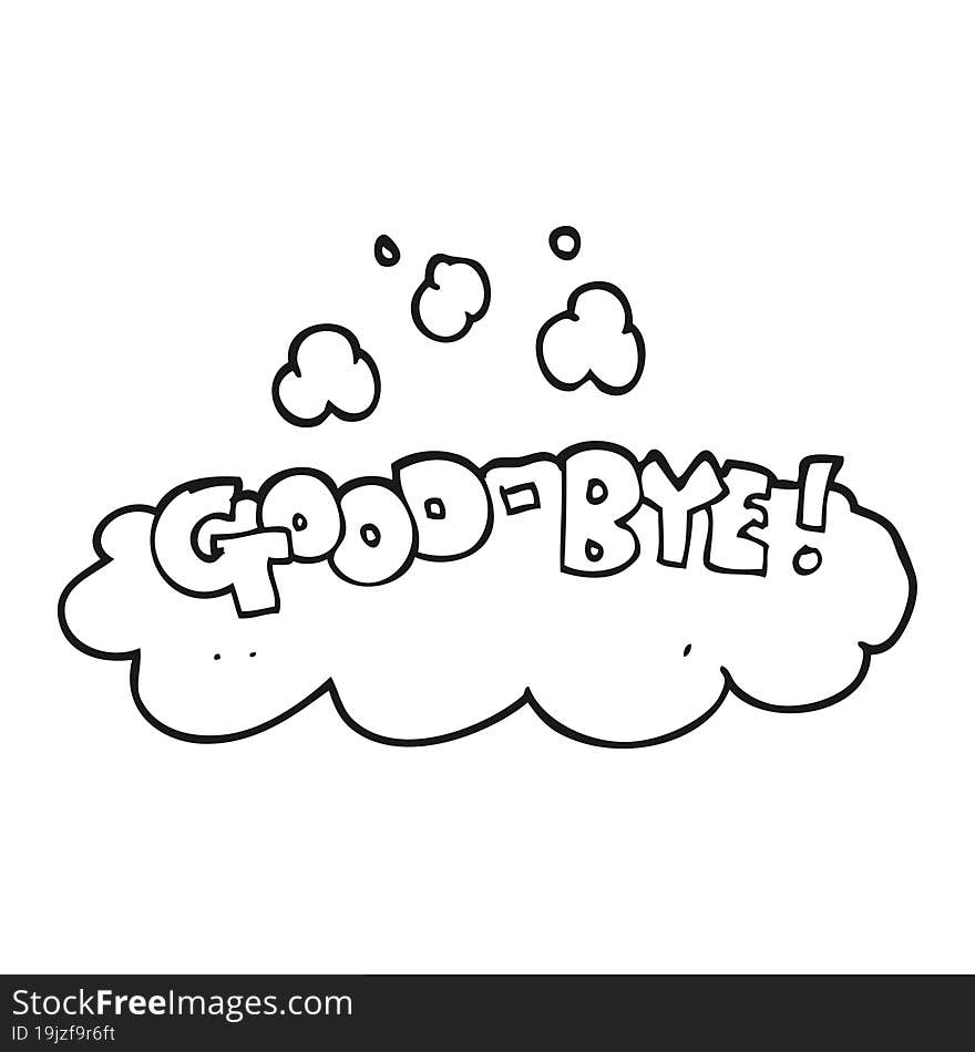 Black And White Cartoon Good-bye Symbol