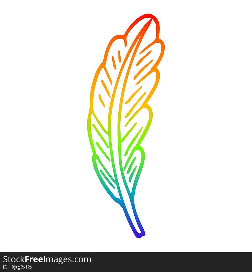 rainbow gradient line drawing cartoon white feather