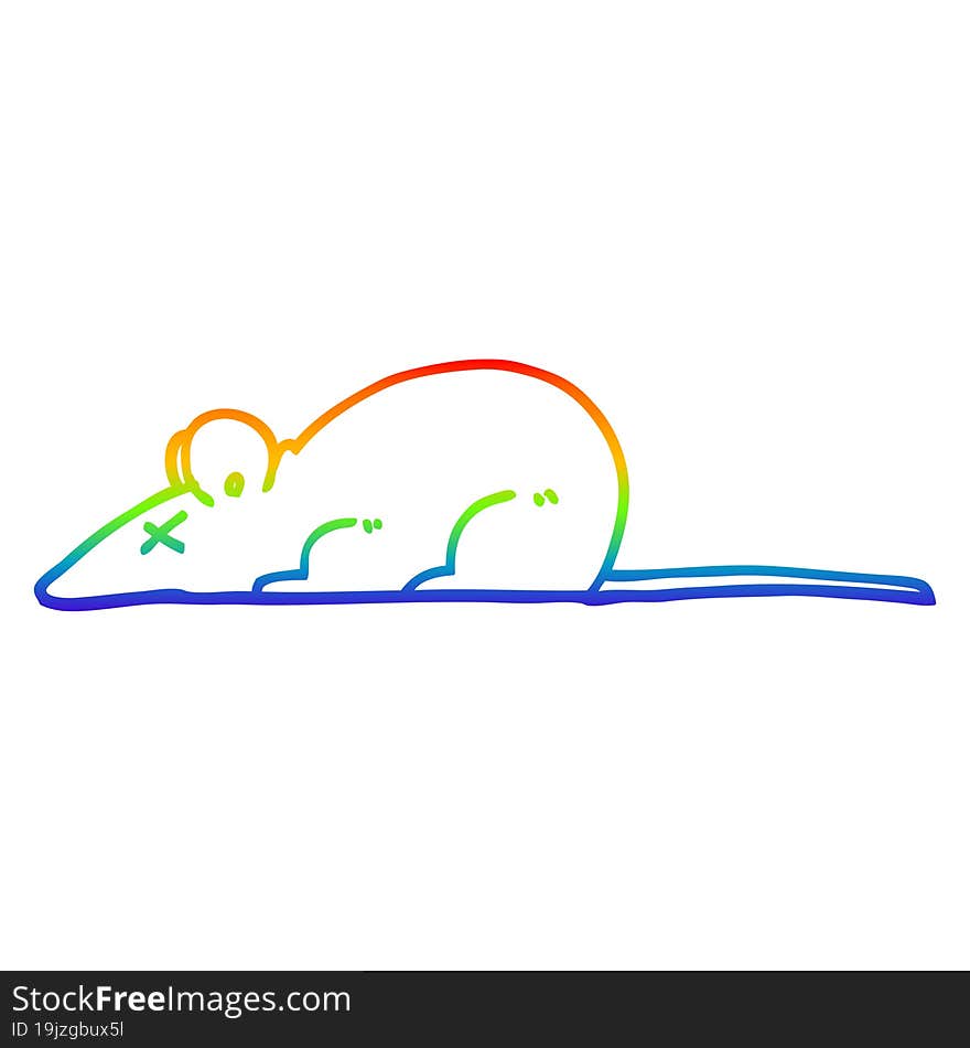 rainbow gradient line drawing cartoon dead rat