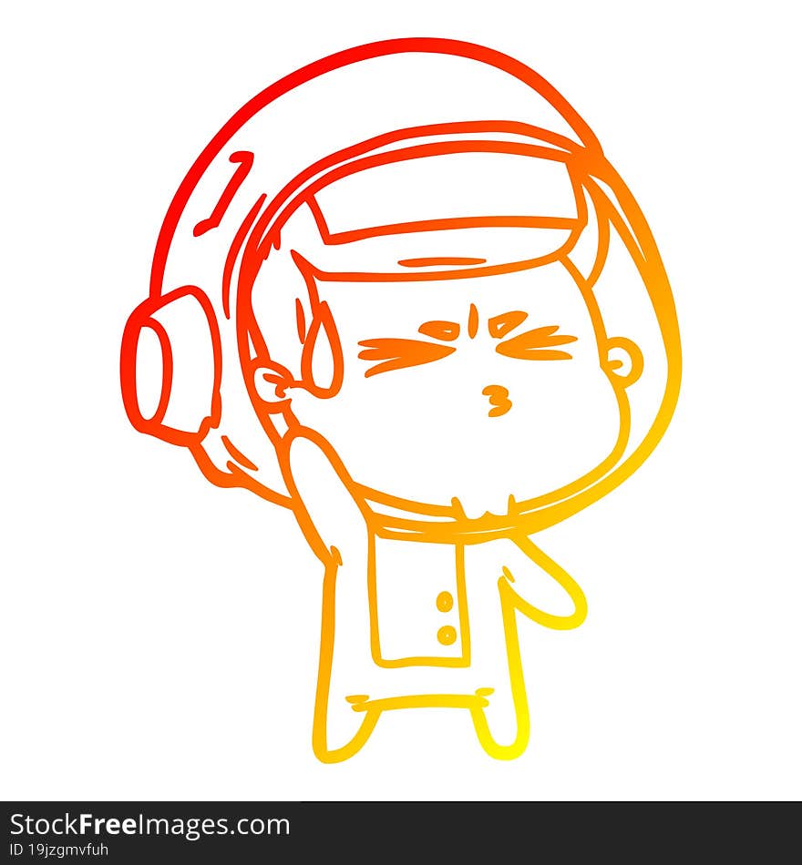 warm gradient line drawing cartoon stressed astronaut