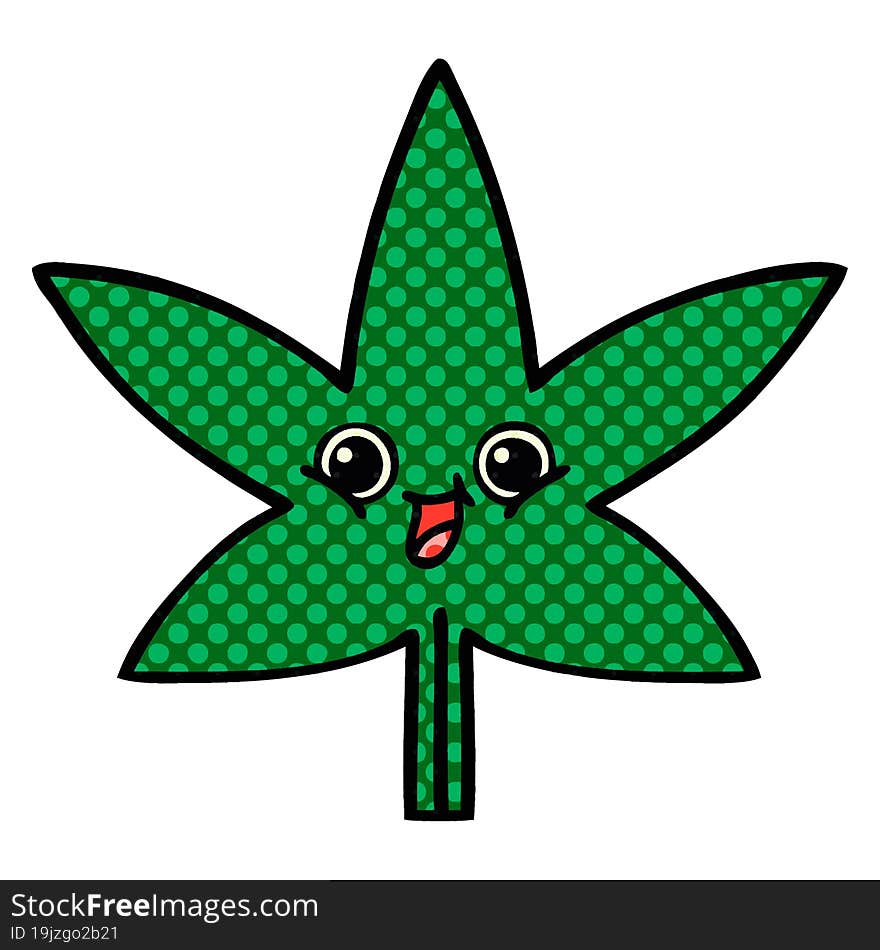 comic book style cartoon marijuana leaf