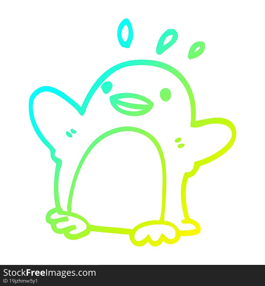 cold gradient line drawing cartoon christmas penguin