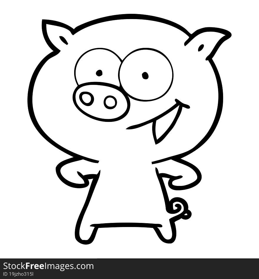 cheerful pig cartoon. cheerful pig cartoon