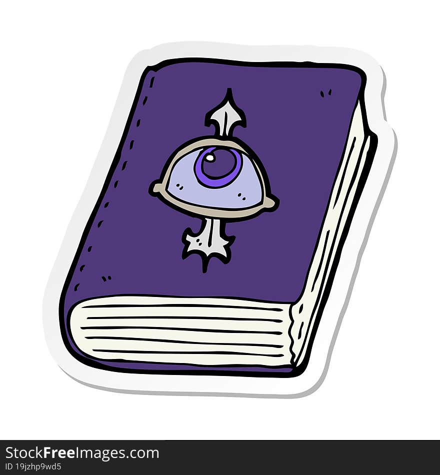 Sticker Of A Cartoon Magic Spell Book