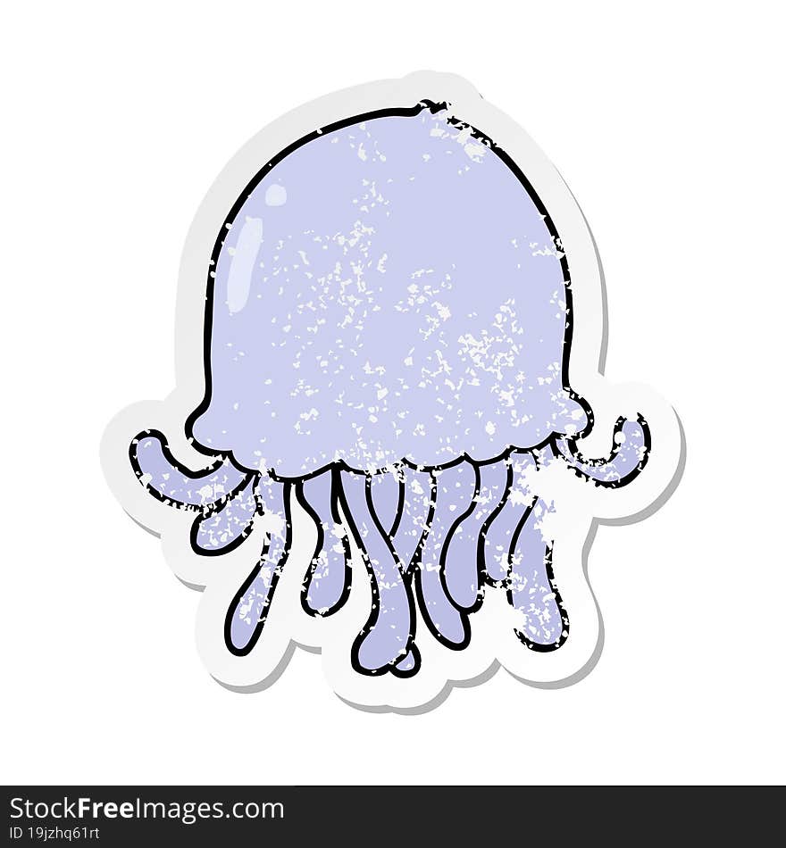 Distressed Sticker Of A Cartoon Jellyfish