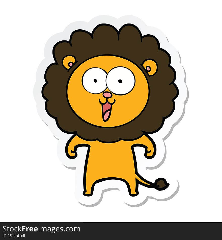 sticker of a happy cartoon lion