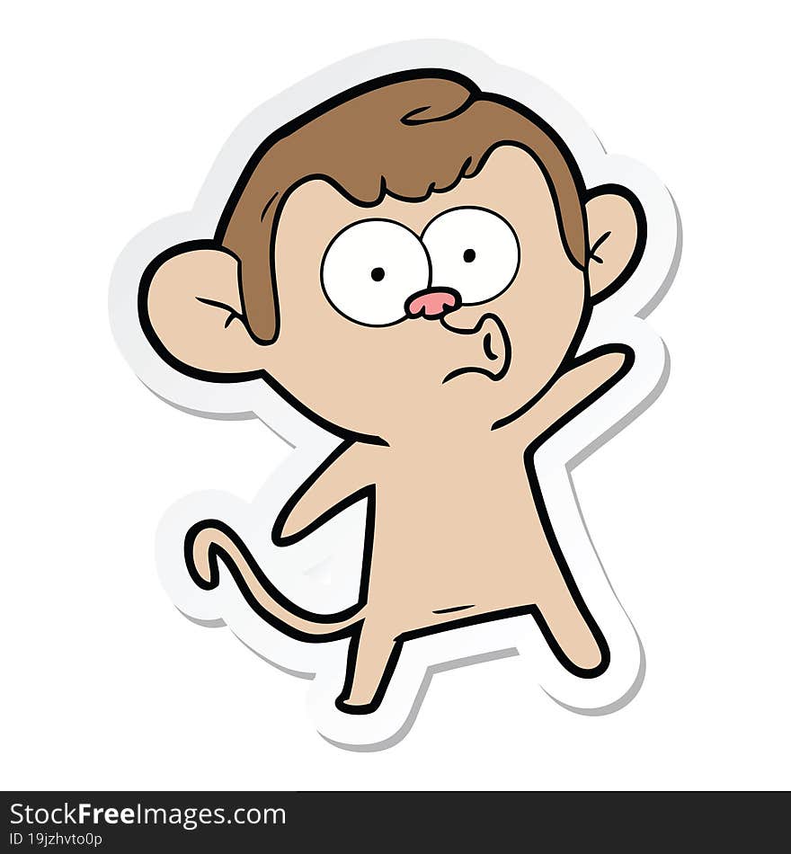 Sticker Of A Cartoon Surprised Monkey