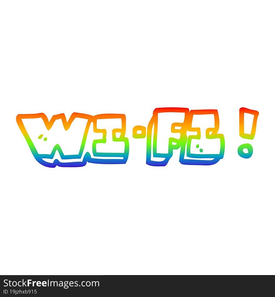 rainbow gradient line drawing cartoon wi fi