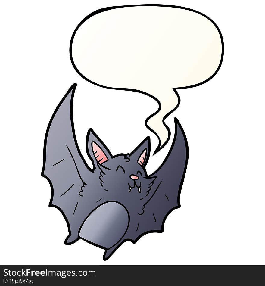 cartoon vampire halloween bat and speech bubble in smooth gradient style