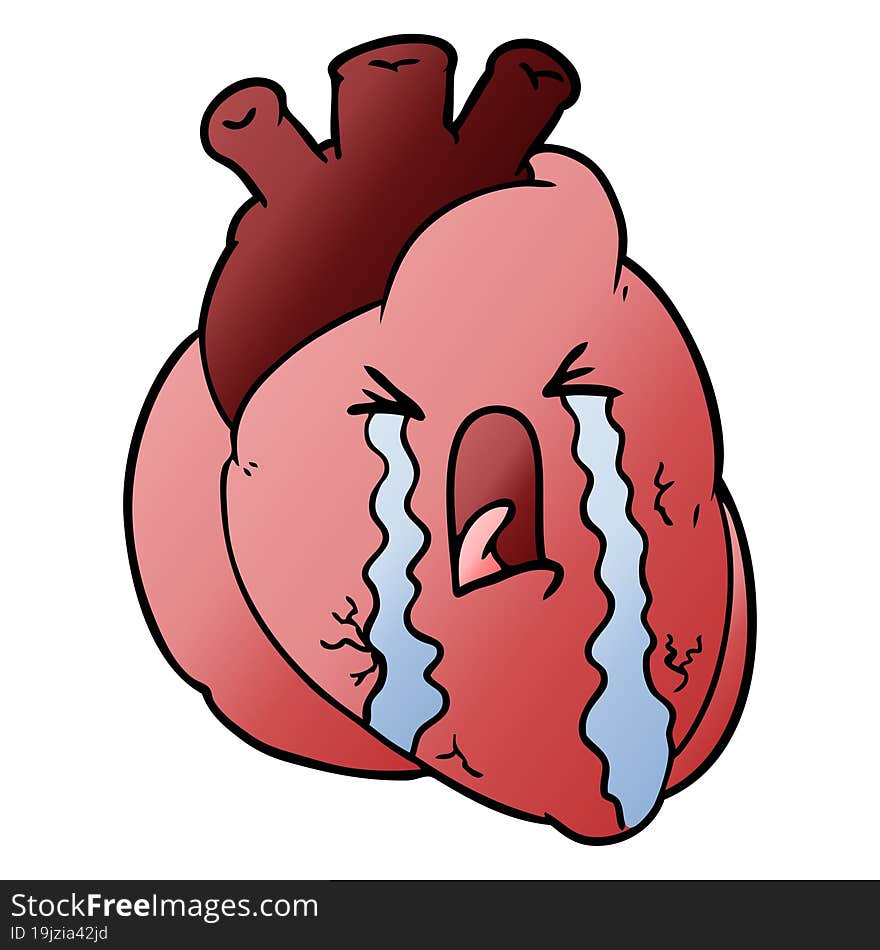 cartoon heart crying. cartoon heart crying