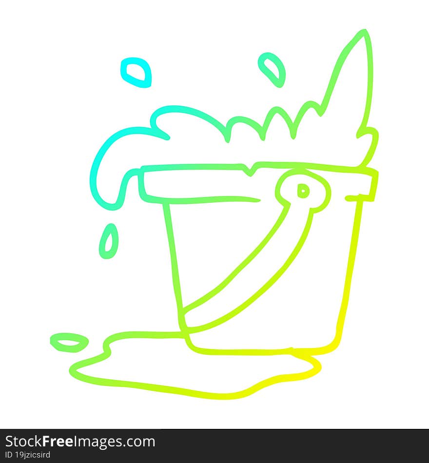 cold gradient line drawing cartoon bucket of water