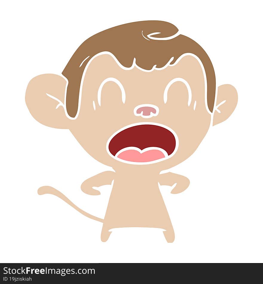 Shouting Flat Color Style Cartoon Monkey