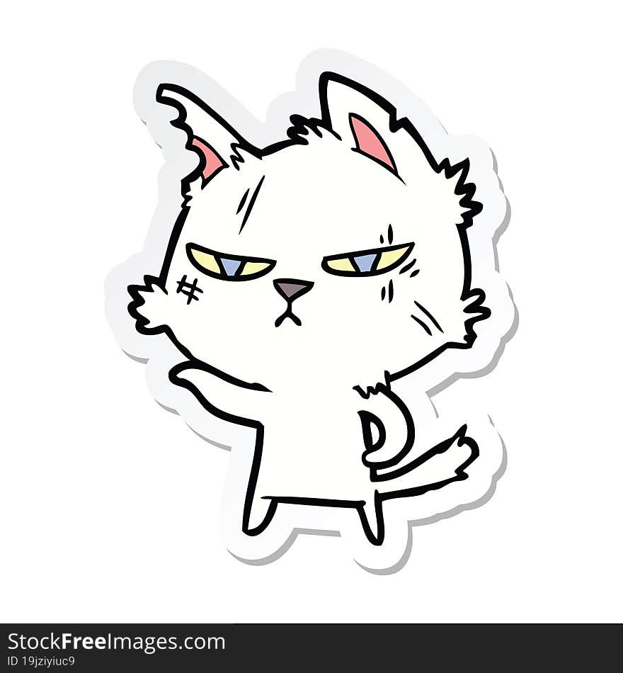 sticker of a tough cartoon cat