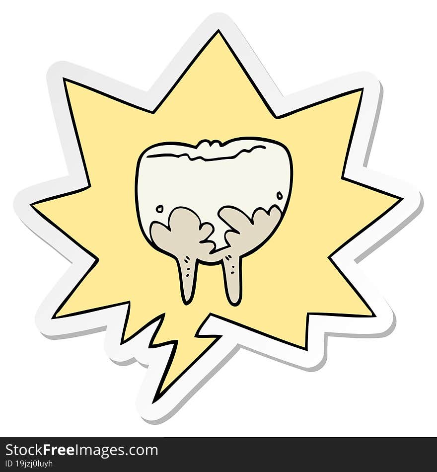 Cartoon Tooth And Speech Bubble Sticker