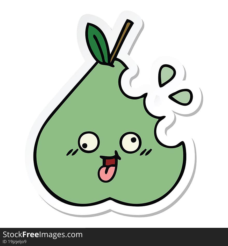 sticker of a cute cartoon green pear