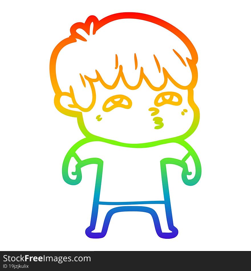 rainbow gradient line drawing cartoon curious man