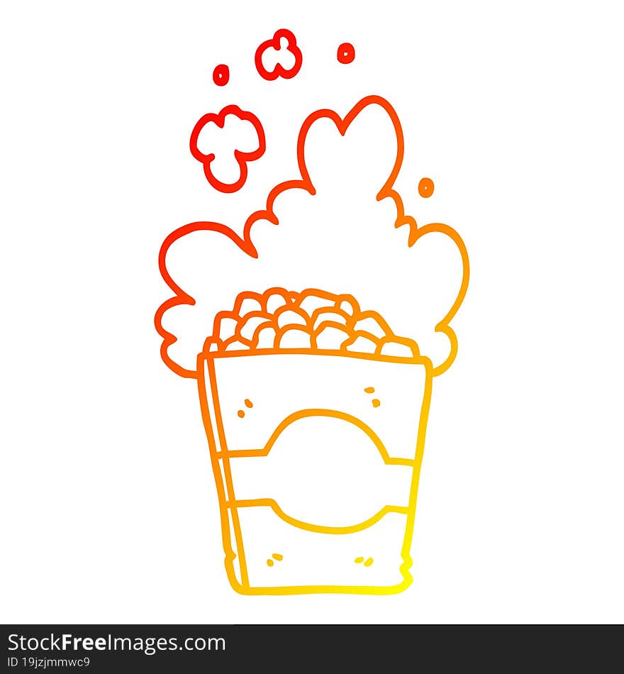 warm gradient line drawing cartoon popcorn