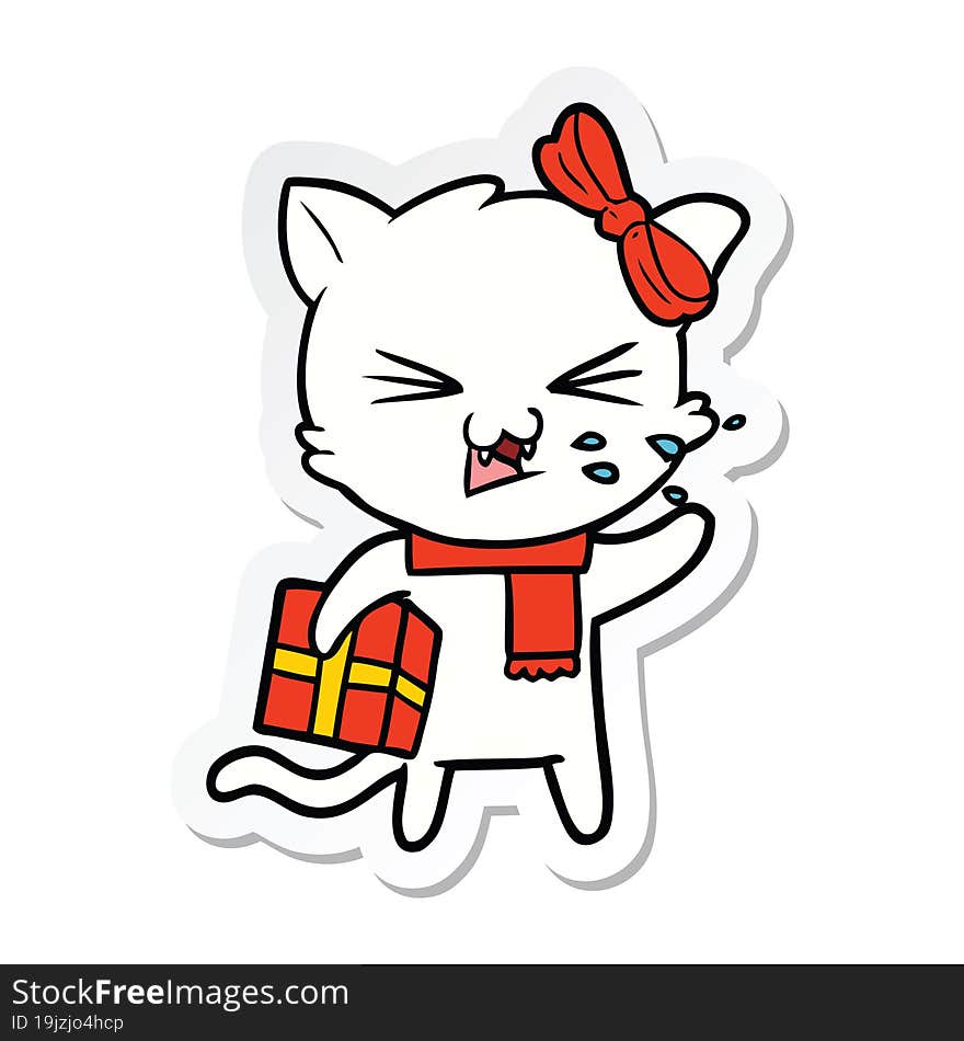 sticker of a cartoon cat