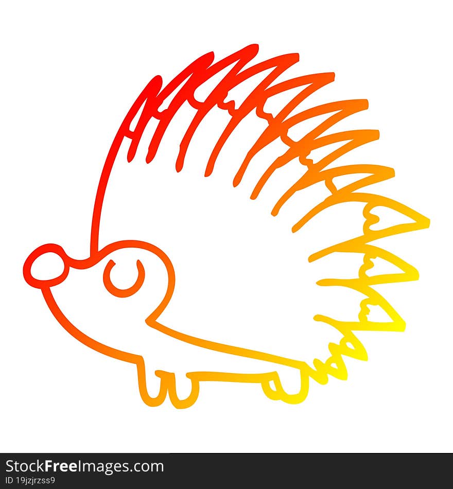 warm gradient line drawing cartoon spiky hedgehog